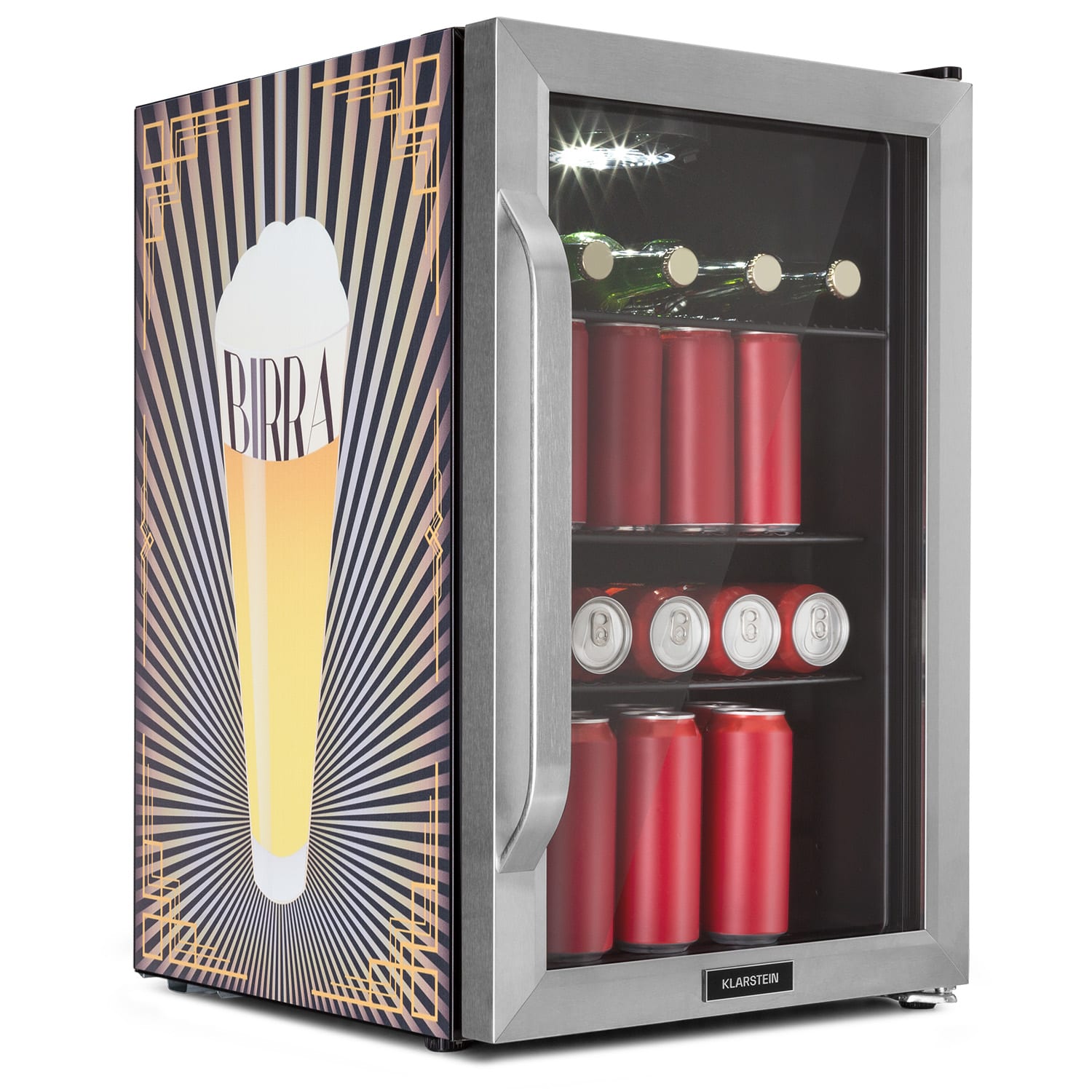 Klarstein Beersafe 70 Birra Edition, hladnjak, 70 litara, 3 police, staklena vrata, nehrđajući čelik