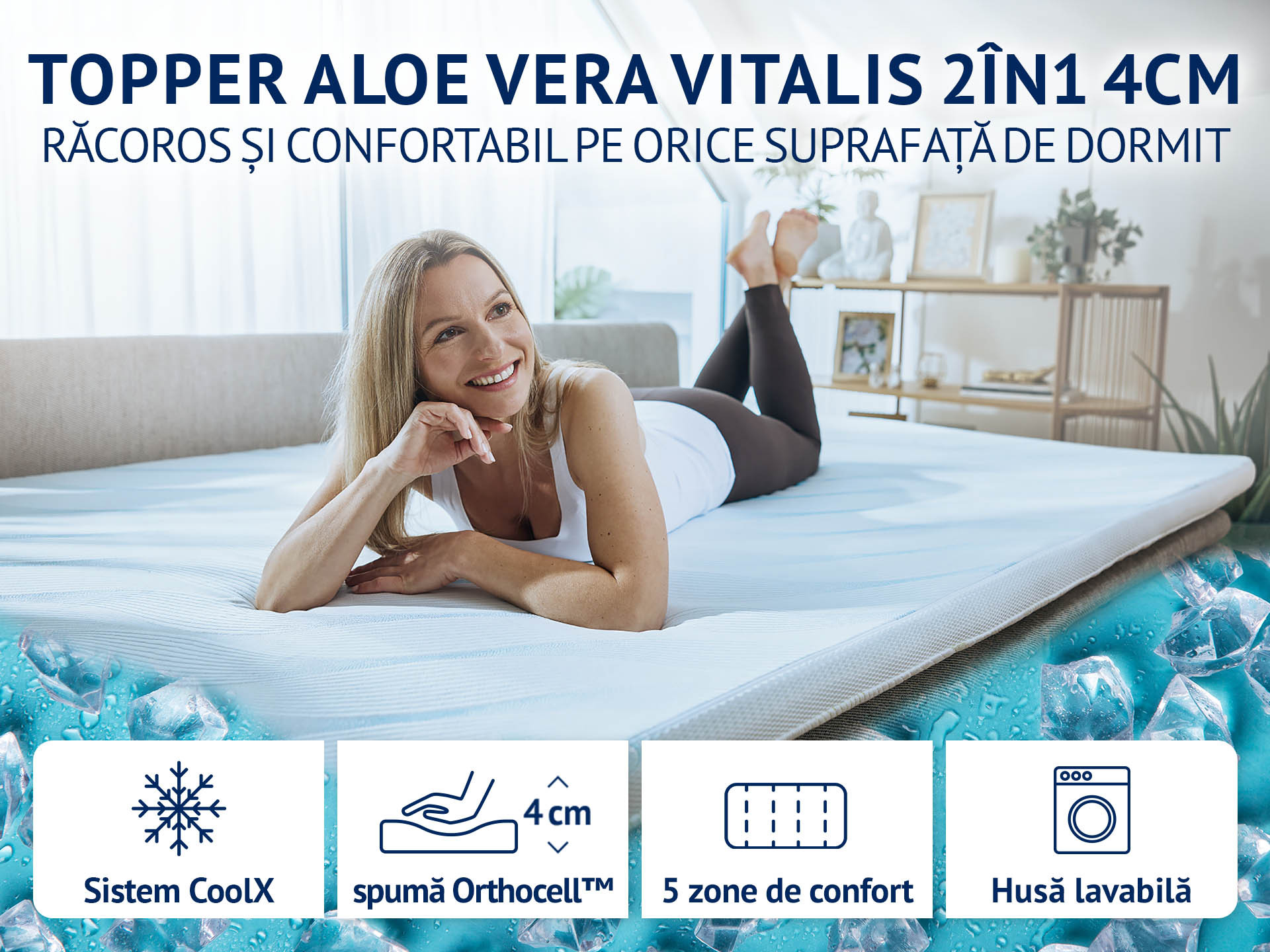 Nadmadrac Aloe Vera Vitalis 2u1 Dormeo 4 cm 70x190 cm