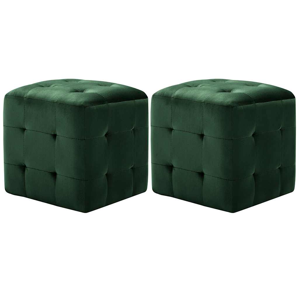 vidaXL Tabure 2 kom zeleni 30 x 30 x 30 cm od baršunaste tkanine