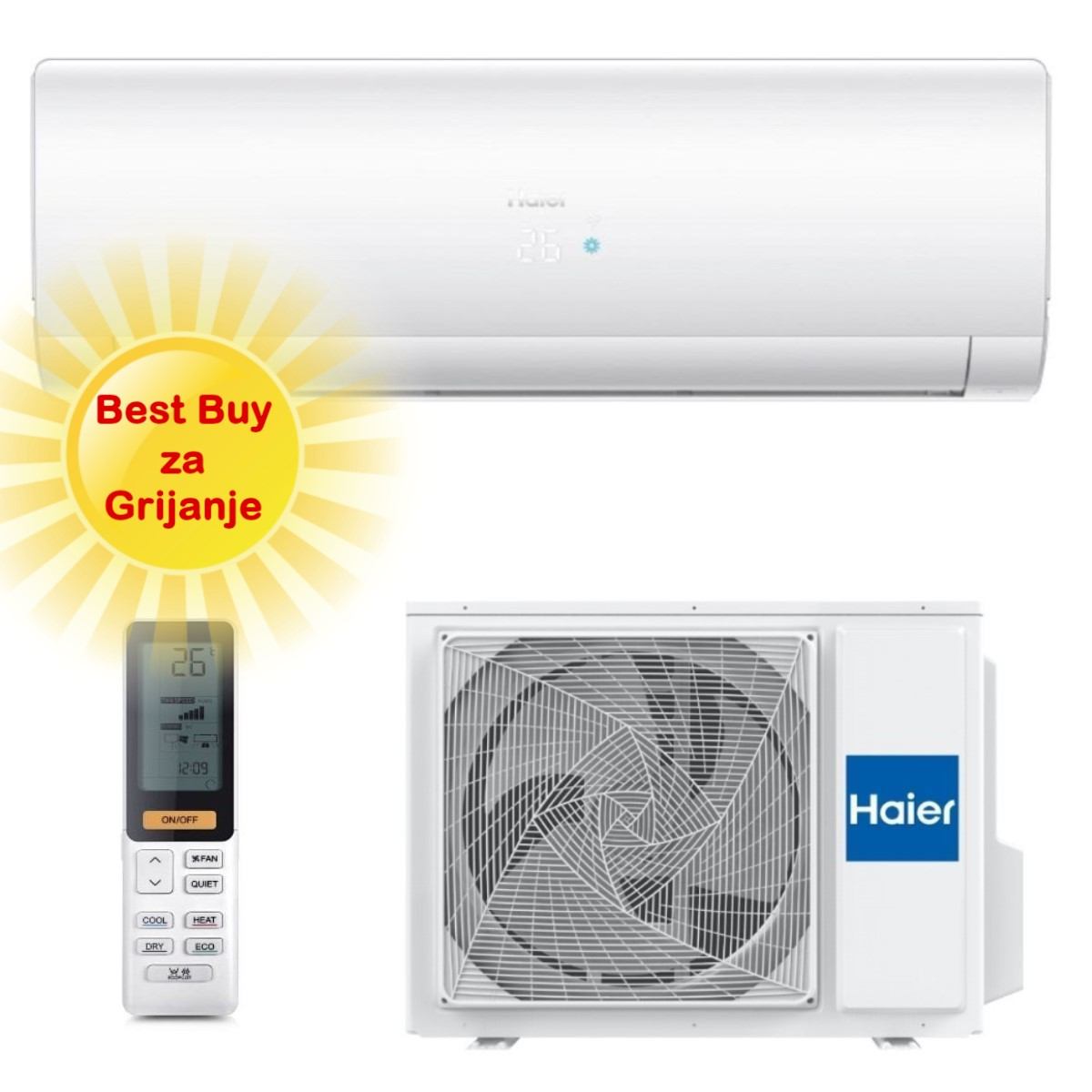 Haier Klima Uređaj 2,6Kw As25S2Sf1Fa-Wh/1U25S2Sm1Fa