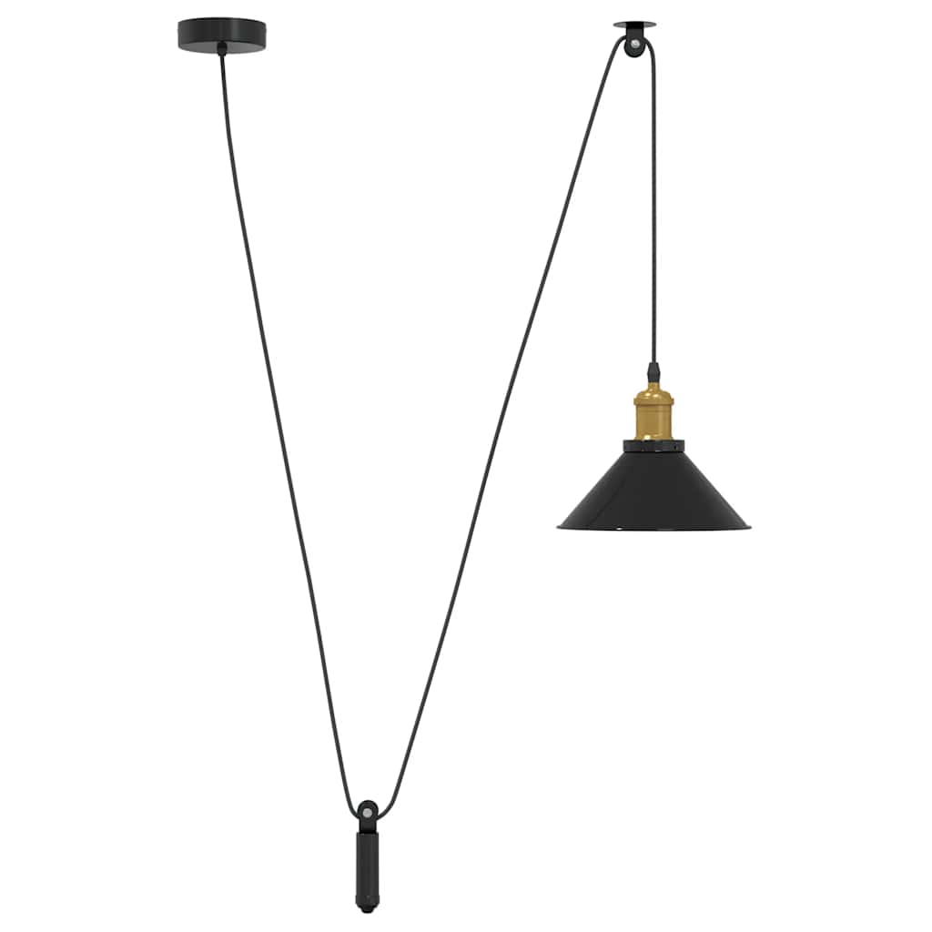 vidaXL Visilica podesiva po visini E27 sjajno crna Ø 22 cm metal