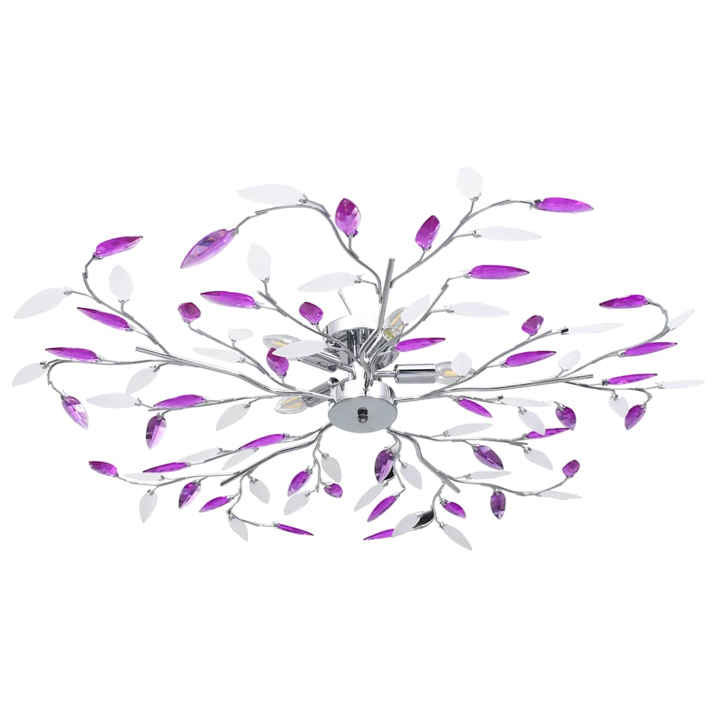 vidaXL Stropna svjetiljka s akrilnim lišćem za 5 žarulja E14 ljubičasta