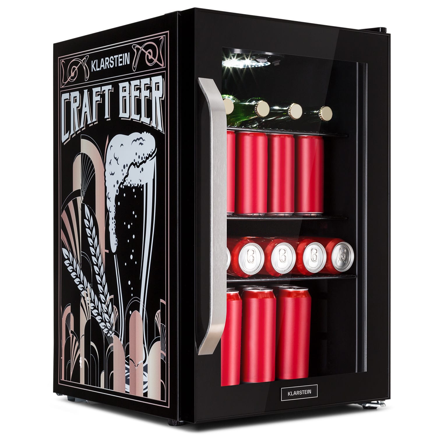 Klarstein Beersafe 70 Craft Beer Edition, hladnjak, 70 litara, staklena vrata, nehrđajući čelik