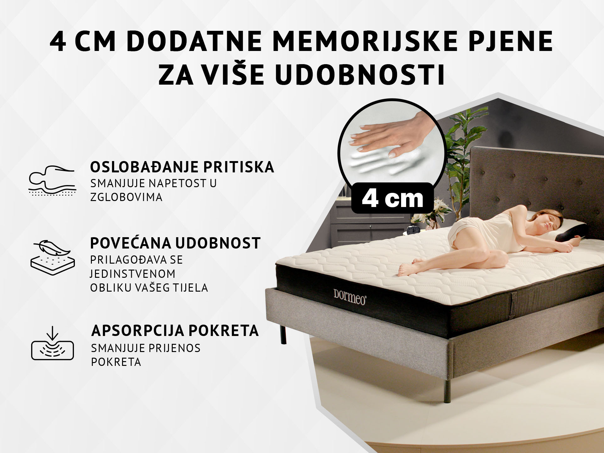 Madrac Dormeo iMemory S+ Silver Deluxe 22 cm 90x200 cm