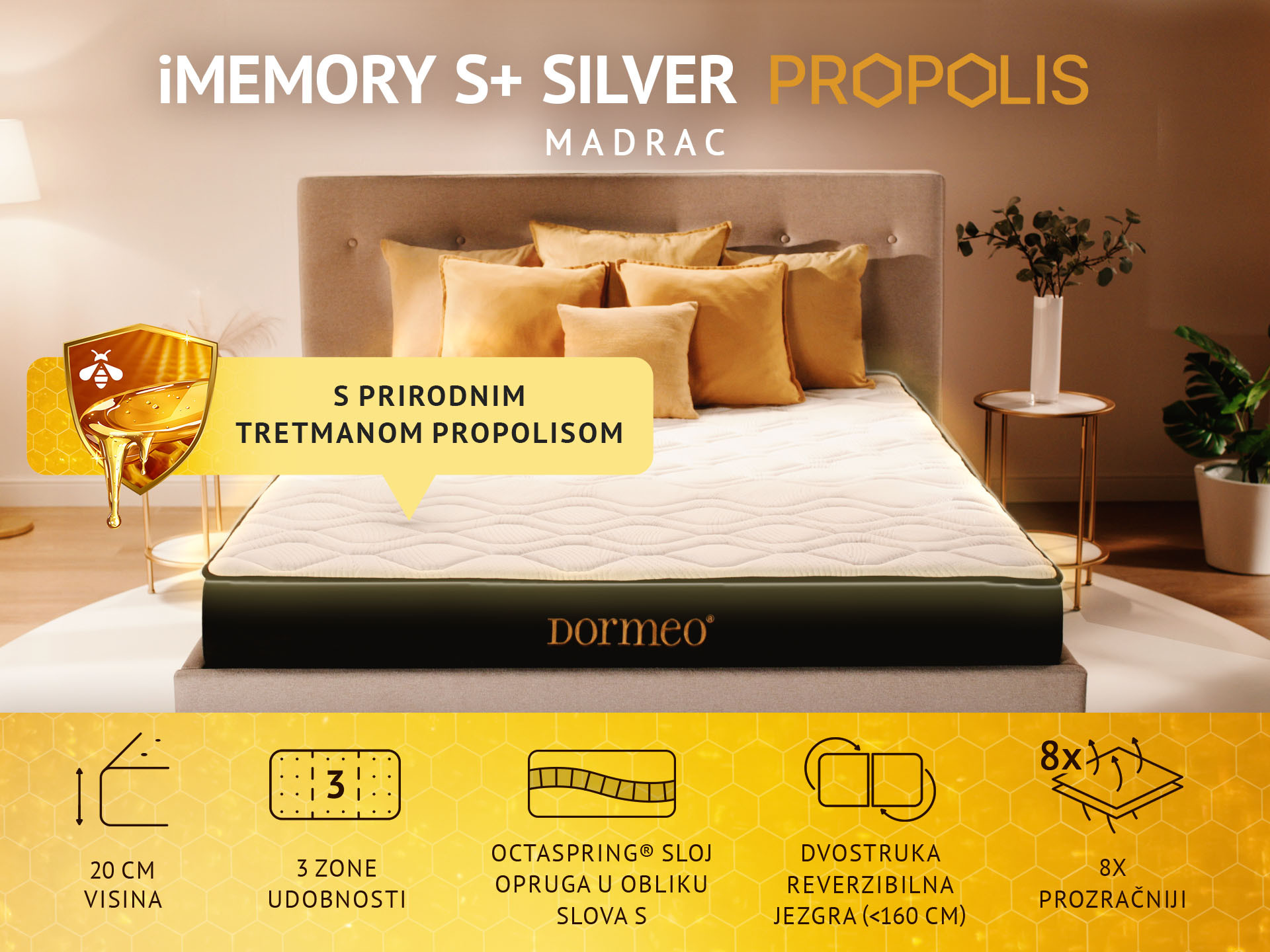 Madrac Dormeo iMemory S+ Silver Propolis 20 cm 90X190 cm