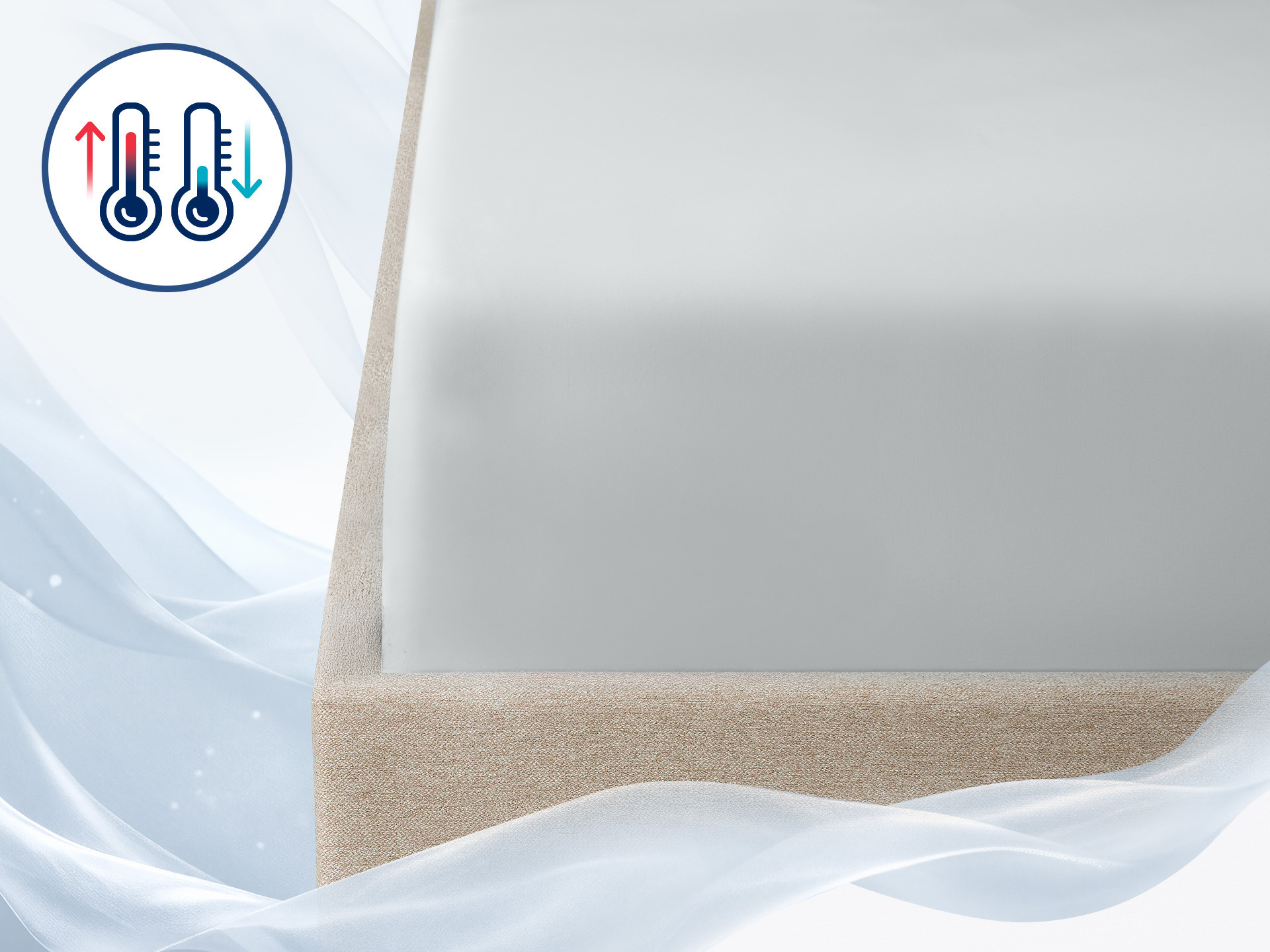 Plahta s gumicom Cooling Dormeo boje bjelokosti 180x200 cm