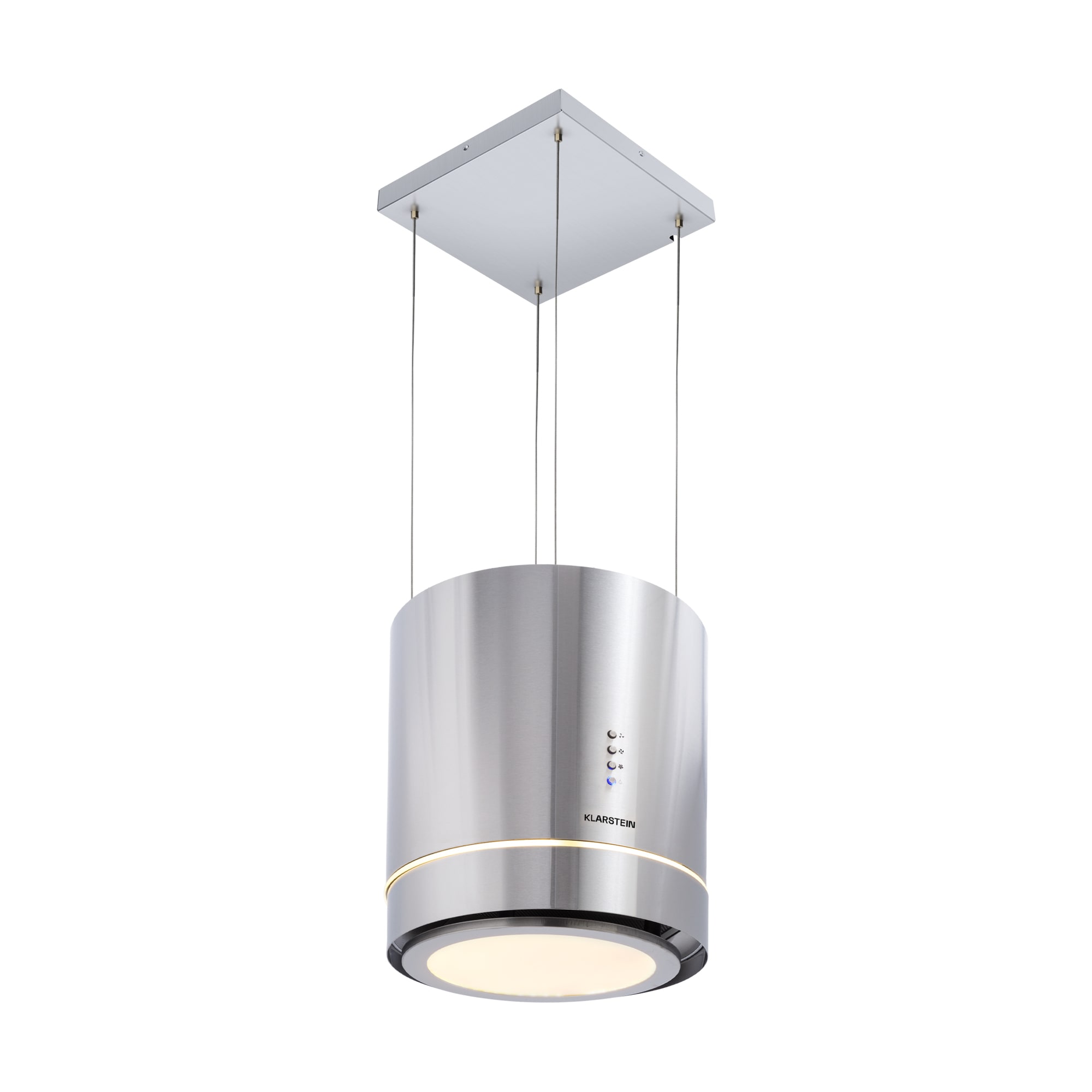 Klarstein Tron Ambience, otočna napa, Ø 38 cm, recirkulacija 540 m³/h, LED, nehrđajući čelik