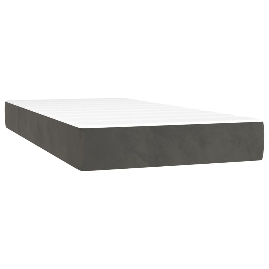 vidaXL Madrac s oprugama tamnosivi 120x190x20 cm baršunasti