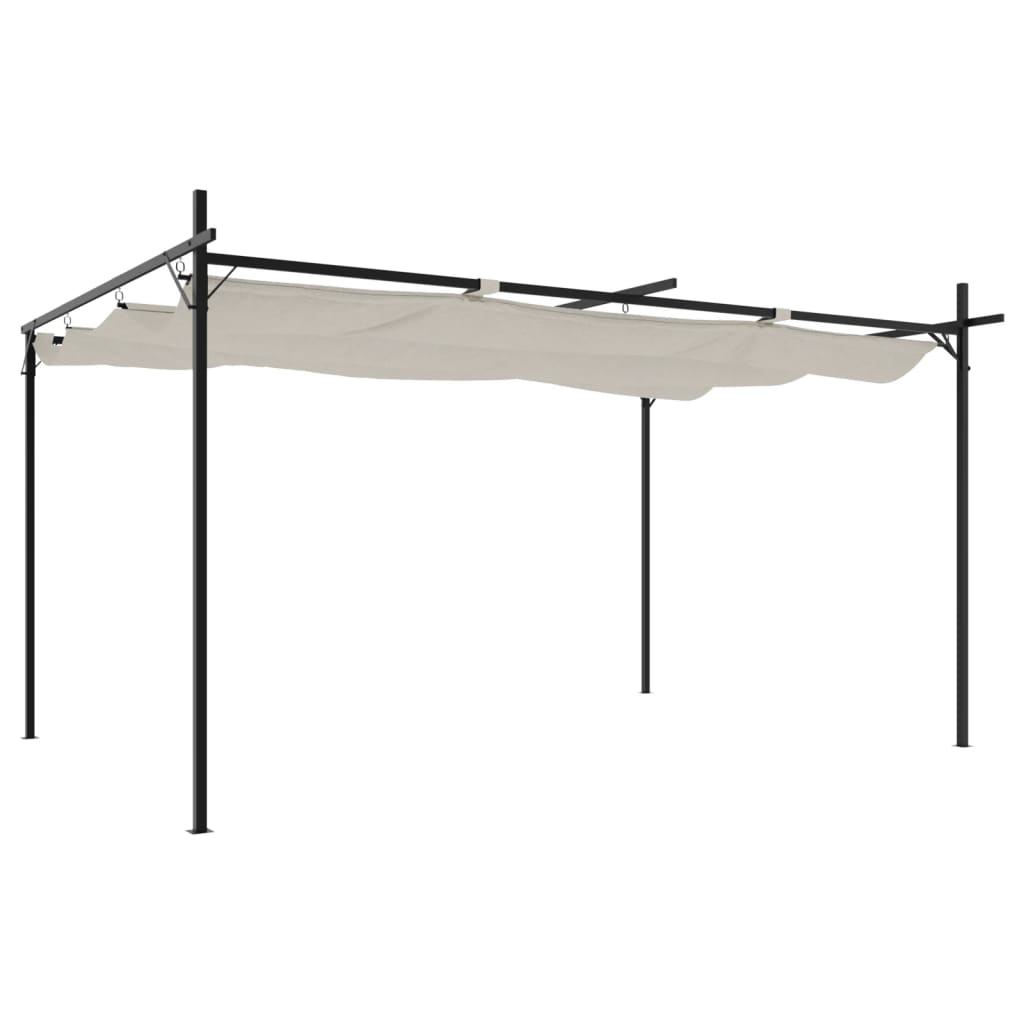 vidaXL Pergola s pomičnim krovom krem 395 x 292 x 230 cm