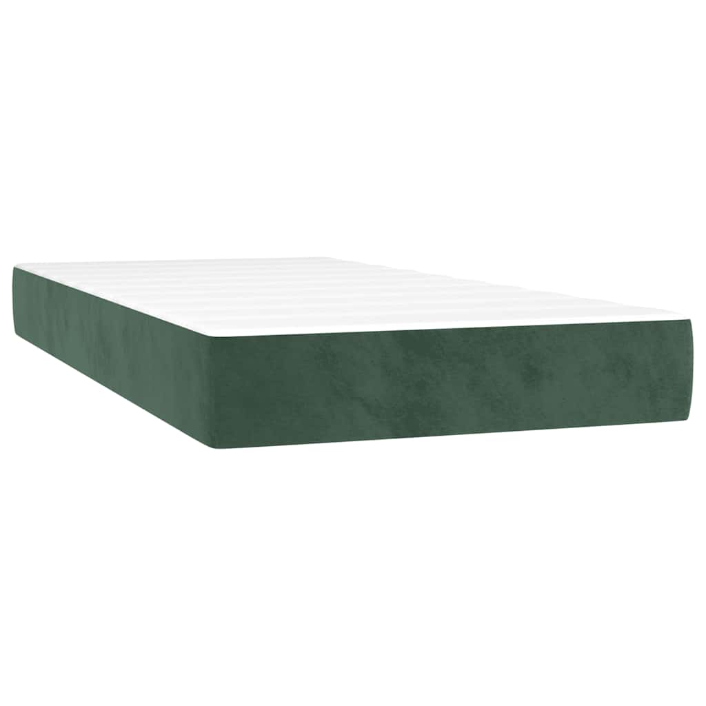 vidaXL Madrac s oprugama tamnozeleni 100x210x20 cm baršunasti