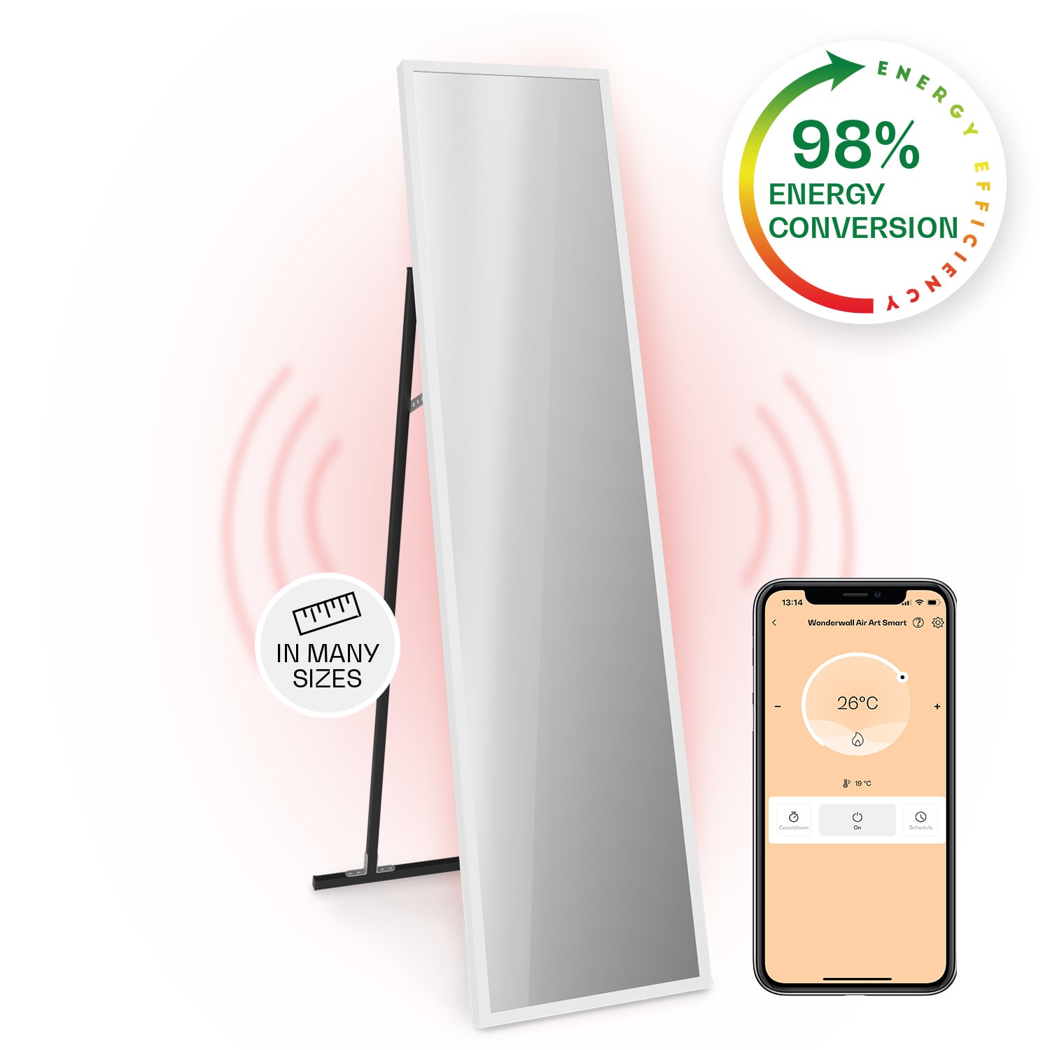 Klarstein La Palma 900 pametni infracrveni grijač konvektor 40 x 160cm 900W stalak za ogledalo