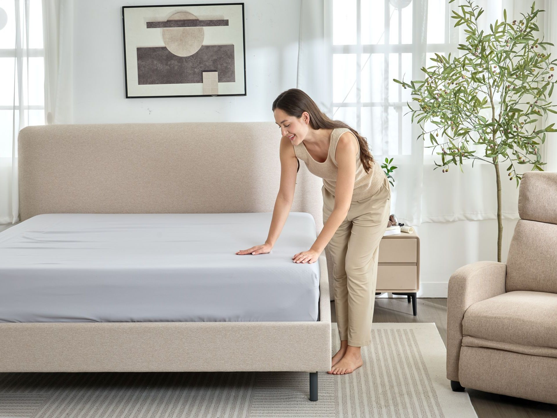 Plahta s gumicom siva Energy Dormeo 160x200 cm