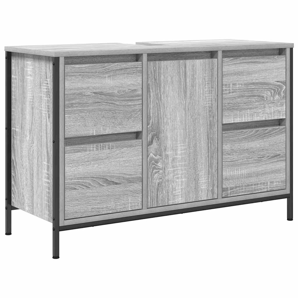 vidaXL Ormarić za umivaonik s ladicama siva sonoma 90x34,5x60 cm