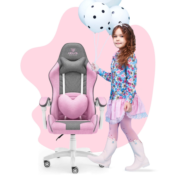 Ružičasto-siva gaming stolica HELL'S CHAIR za djecu