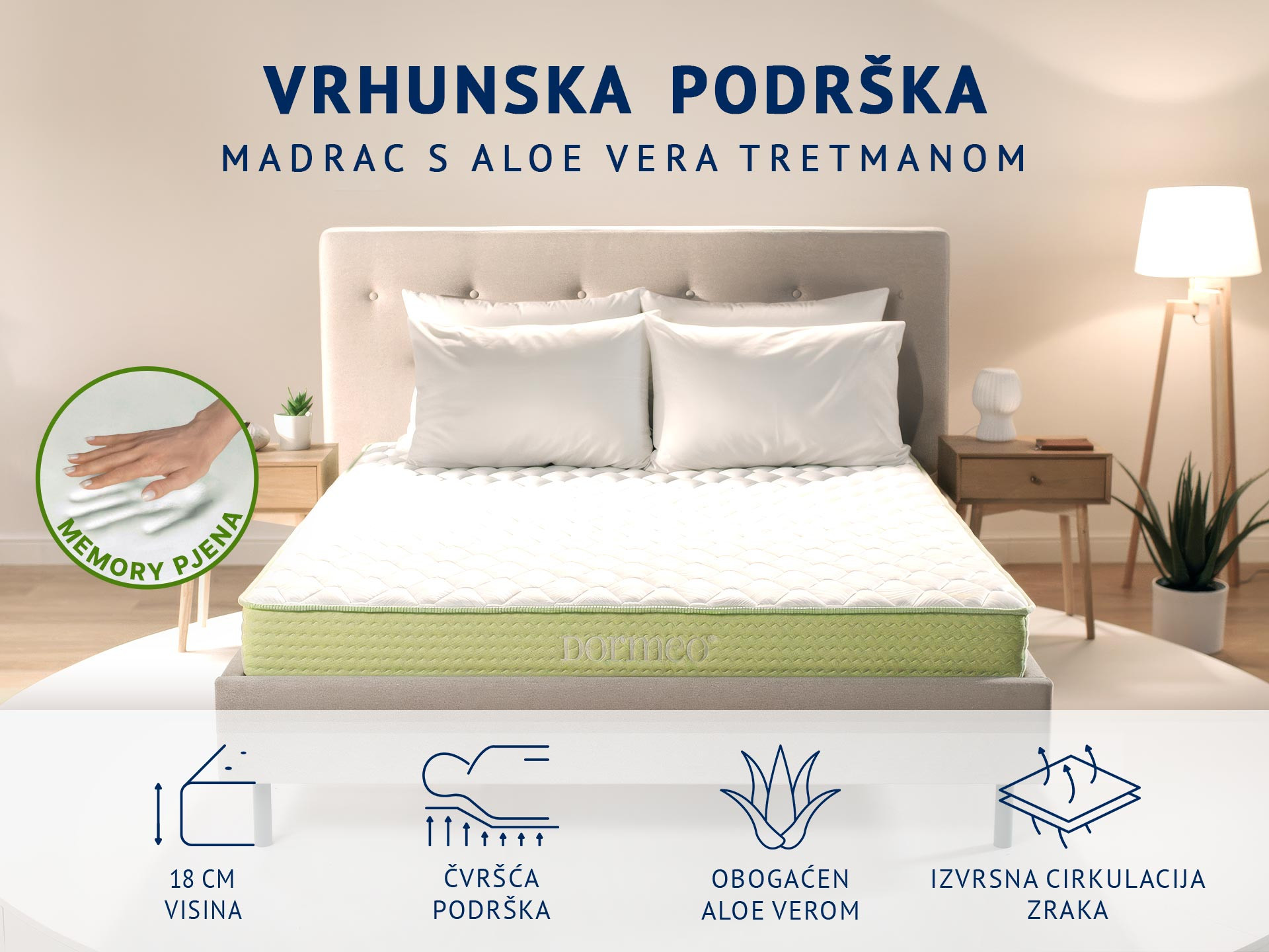 Madrac Dormeo Aloe Vera+ Memory 160x190 cm