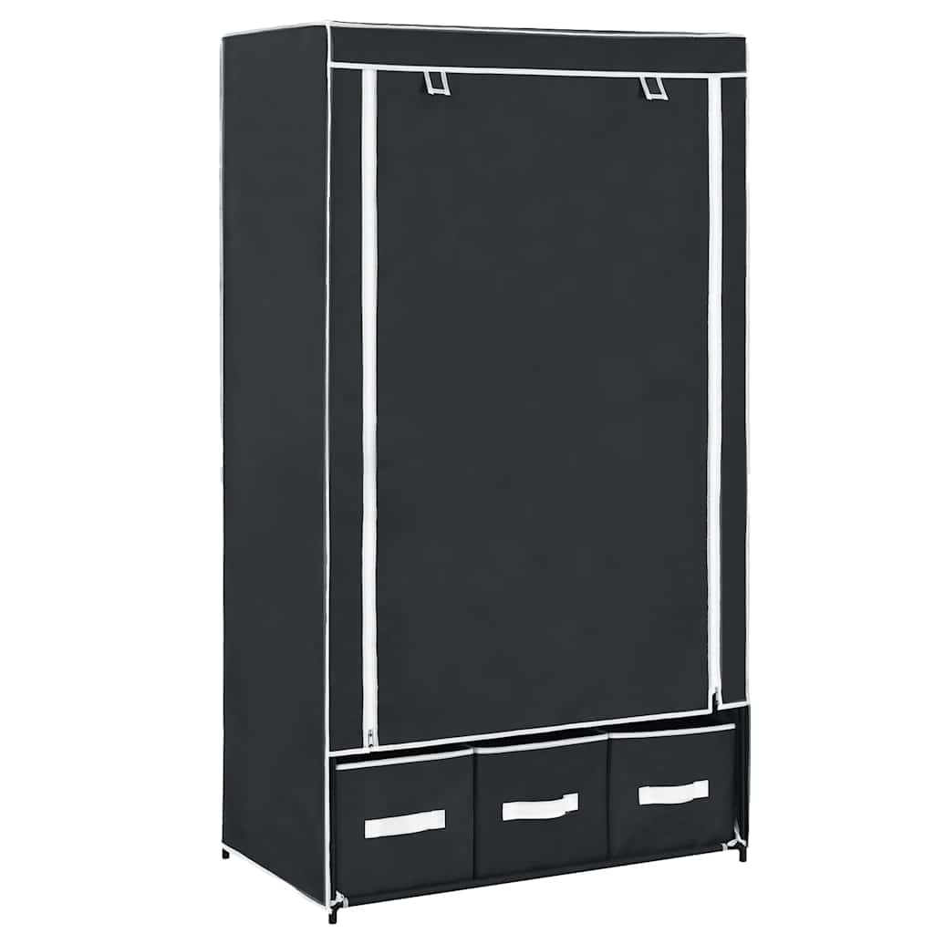 vidaXL 282457 Wardrobe Black 87x49x159 cm Fabric