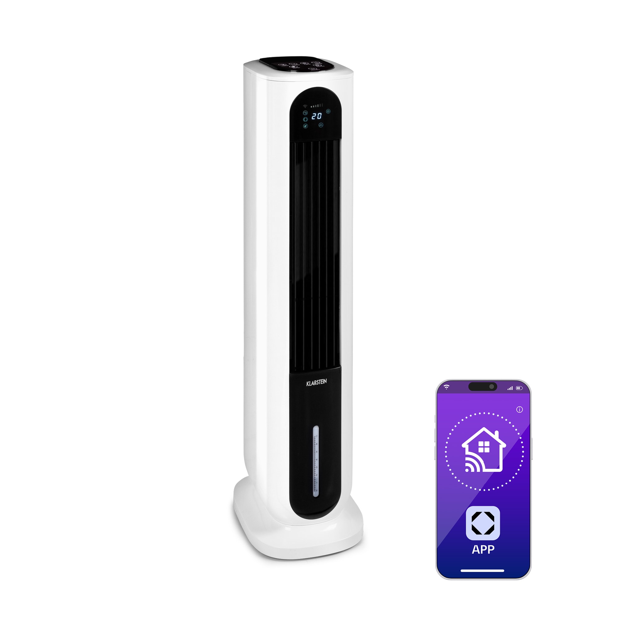 Klarstein Polar Tower Smart, ventilator, rashlađivač zraka, 7L, 85W, daljinski upravljač, 5x spremnik za hlađenje